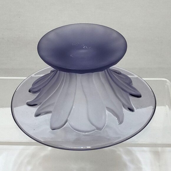 Viking Glass Co. Purple Art Deco Frosted Flower Pedestal Bowl Handmade USA VTG - Picture 6 of 9